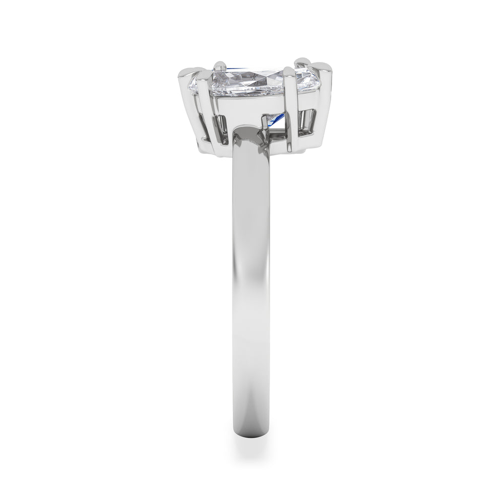 Toi Et Moi 1.50ct Marquise Lab Diamond and 3.30ct Emerald Cut Lab Sapphire Engagement Ring in Platinum