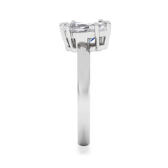 Toi Et Moi 1.50ct Marquise Lab Diamond and 3.30ct Emerald Cut Lab Sapphire Engagement Ring in Platinum