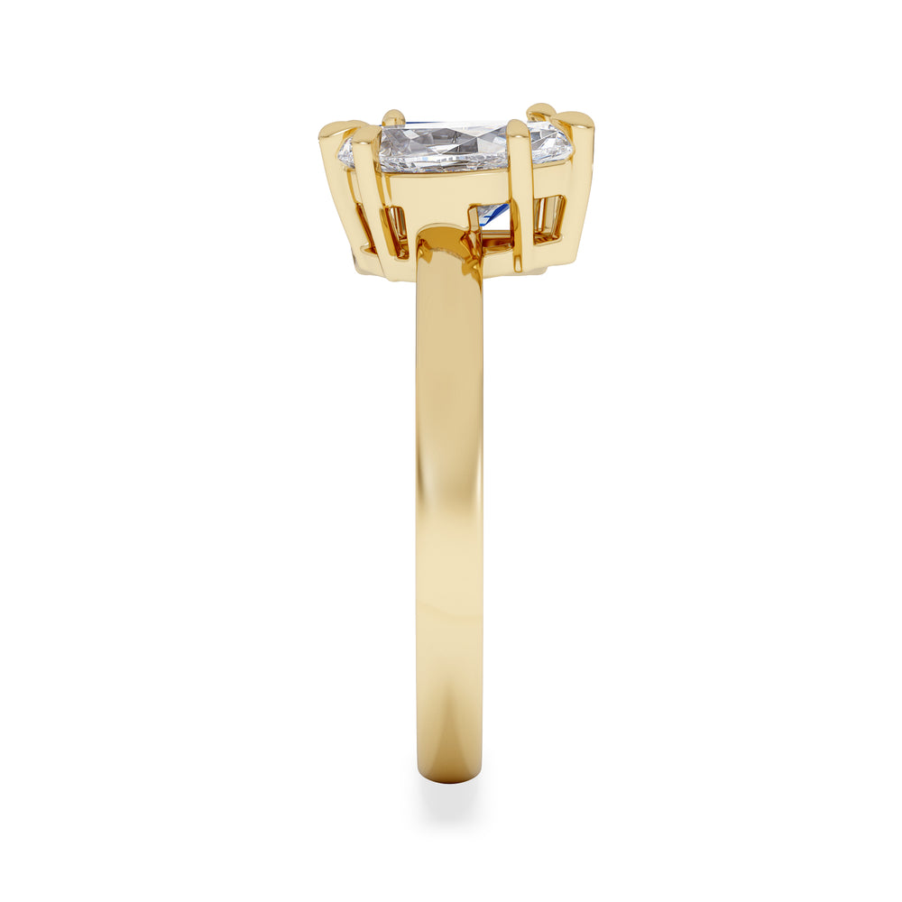 Toi Et Moi 1.50ct Marquise Lab Diamond and 3.30ct Emerald Cut Lab Sapphire Engagement Ring in 18K Yellow Gold