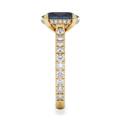 Amora Gem 2.00ct Oval Cut Lab Sapphire Hidden Halo Engagement Ring with Side Stones in 18K Yellow Gold