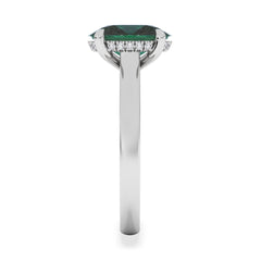 Amora Gem 2.00ct Oval Cut Lab Emerald Hidden Halo Engagement Ring in 18K White Gold