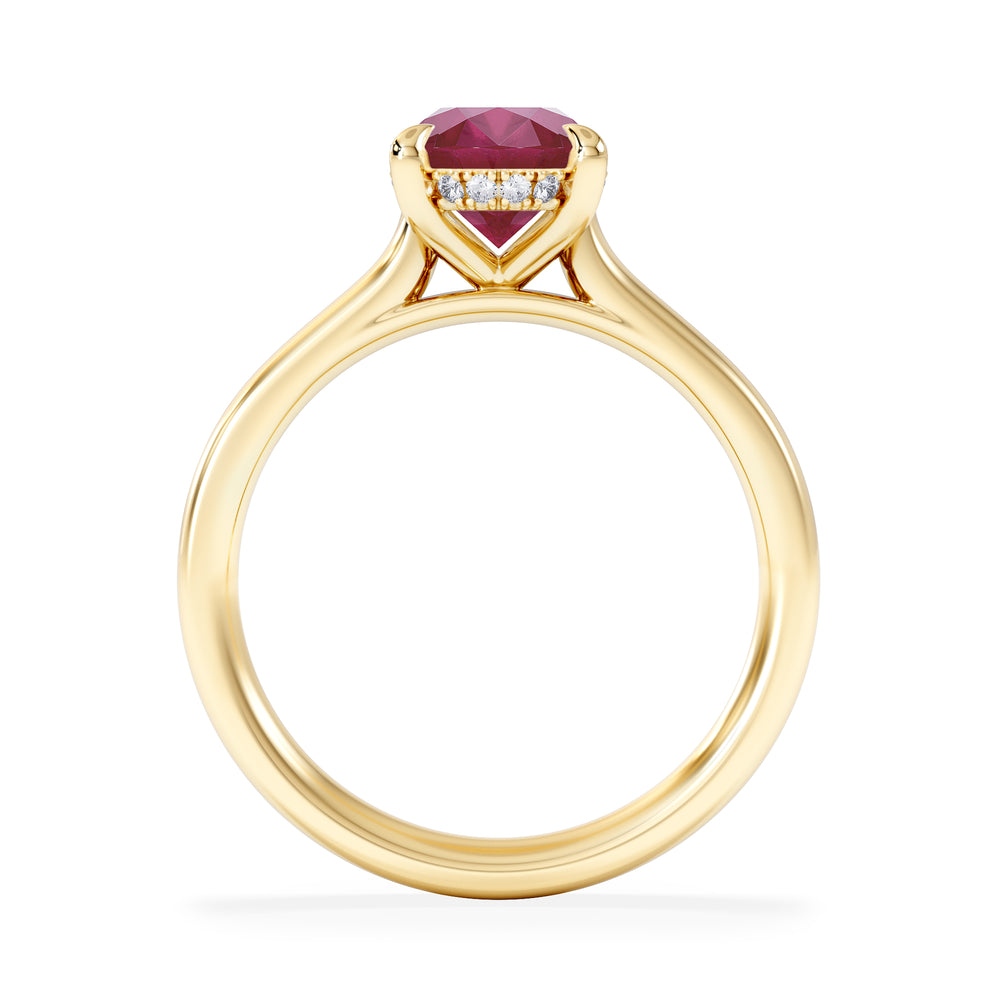 Amora Gem 2.00ct Oval Cut Lab Ruby Hidden Halo Engagement Ring in 18K White Gold