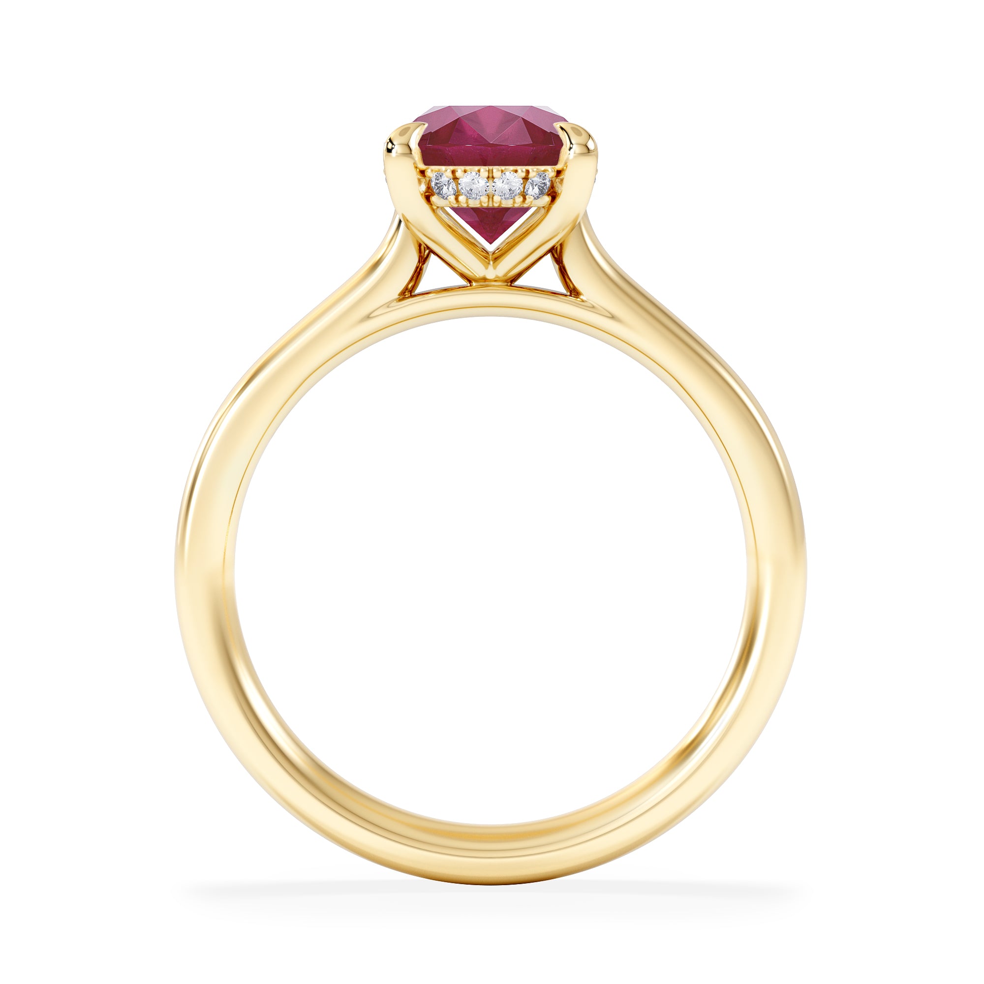Amora Gem 2.00ct Oval Cut Lab Ruby Hidden Halo Engagement Ring in 18K White Gold