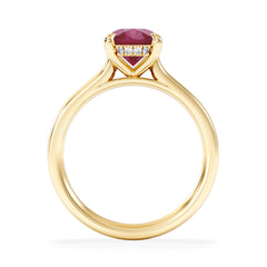 Amora Gem 2.00ct Oval Cut Lab Ruby Hidden Halo Engagement Ring in 18K Yellow Gold