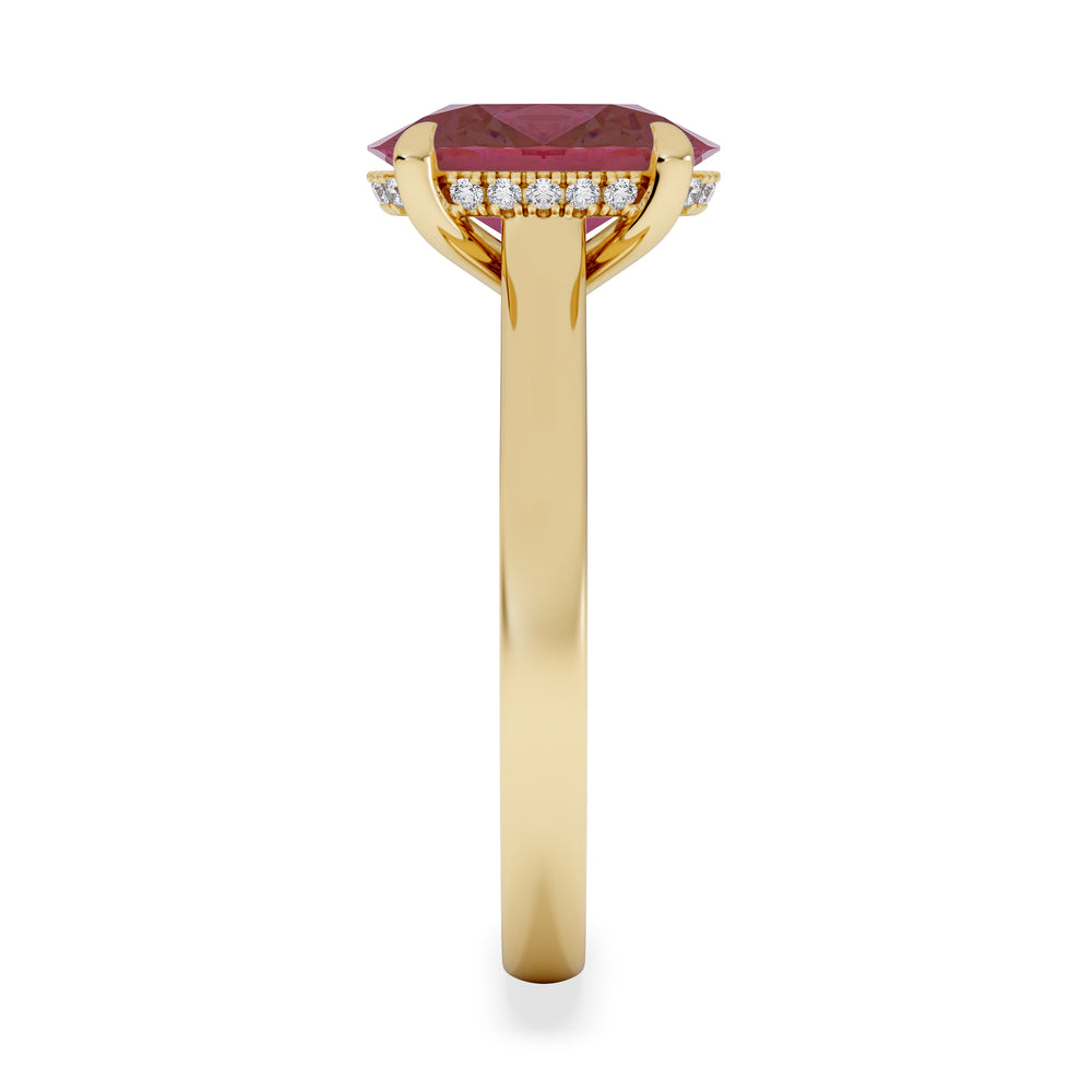 Amora Gem 2.00ct Oval Cut Lab Ruby Hidden Halo Engagement Ring in 18K White Gold