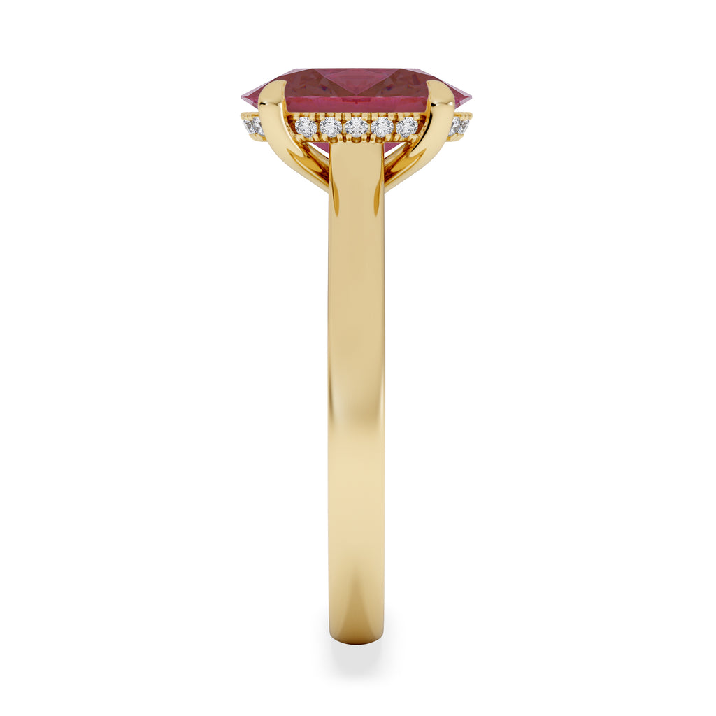 Amora Gem 2.00ct Oval Cut Lab Ruby Hidden Halo Engagement Ring in 18K Yellow Gold