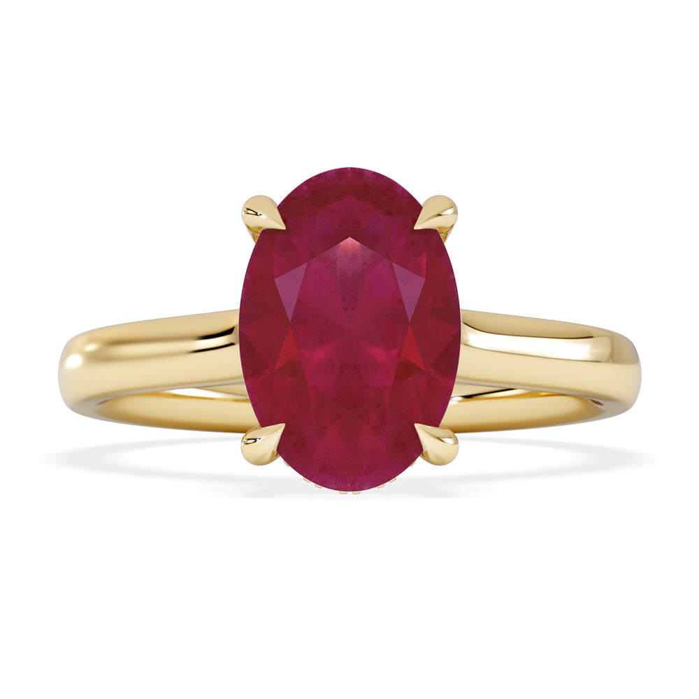 Amora Gem 2.00ct Oval Cut Lab Ruby Hidden Halo Engagement Ring in 18K White Gold
