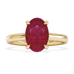 Amora Gem 2.00ct Oval Cut Lab Ruby Hidden Halo Engagement Ring in 18K Yellow Gold