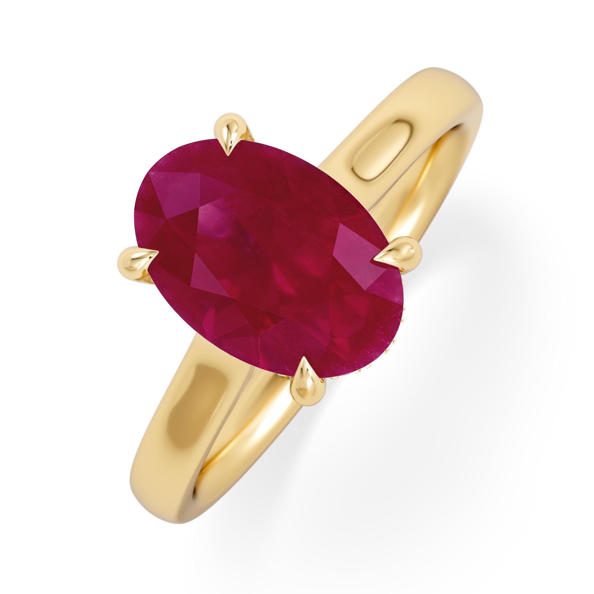 Amora Gem 2.00ct Oval Cut Lab Ruby Hidden Halo Engagement Ring in 18K White Gold