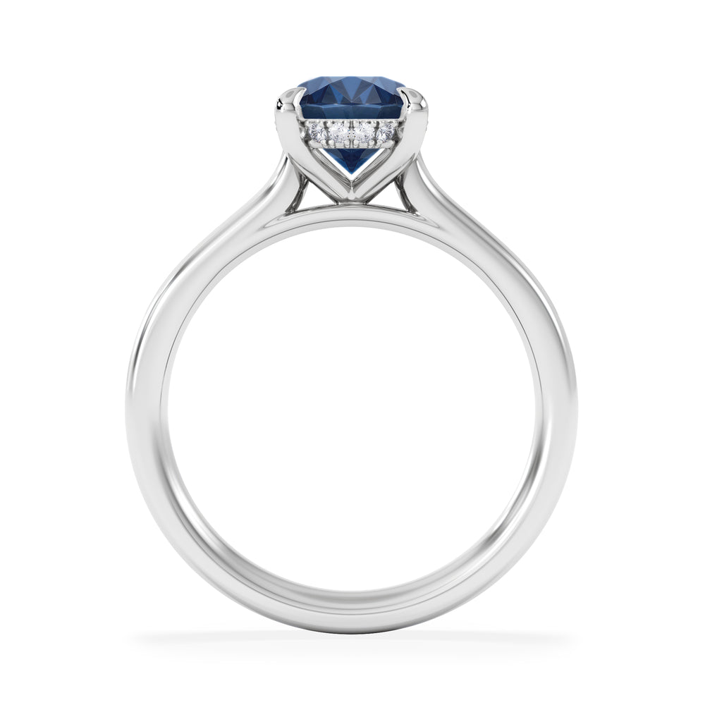 Amora Gem 2.00ct Oval Cut Lab Sapphire Hidden Halo Engagement Ring in 18K White Gold