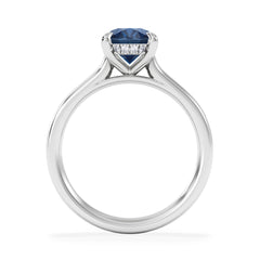 Amora Gem 2.00ct Oval Cut Lab Sapphire Hidden Halo Engagement Ring in 18K White Gold
