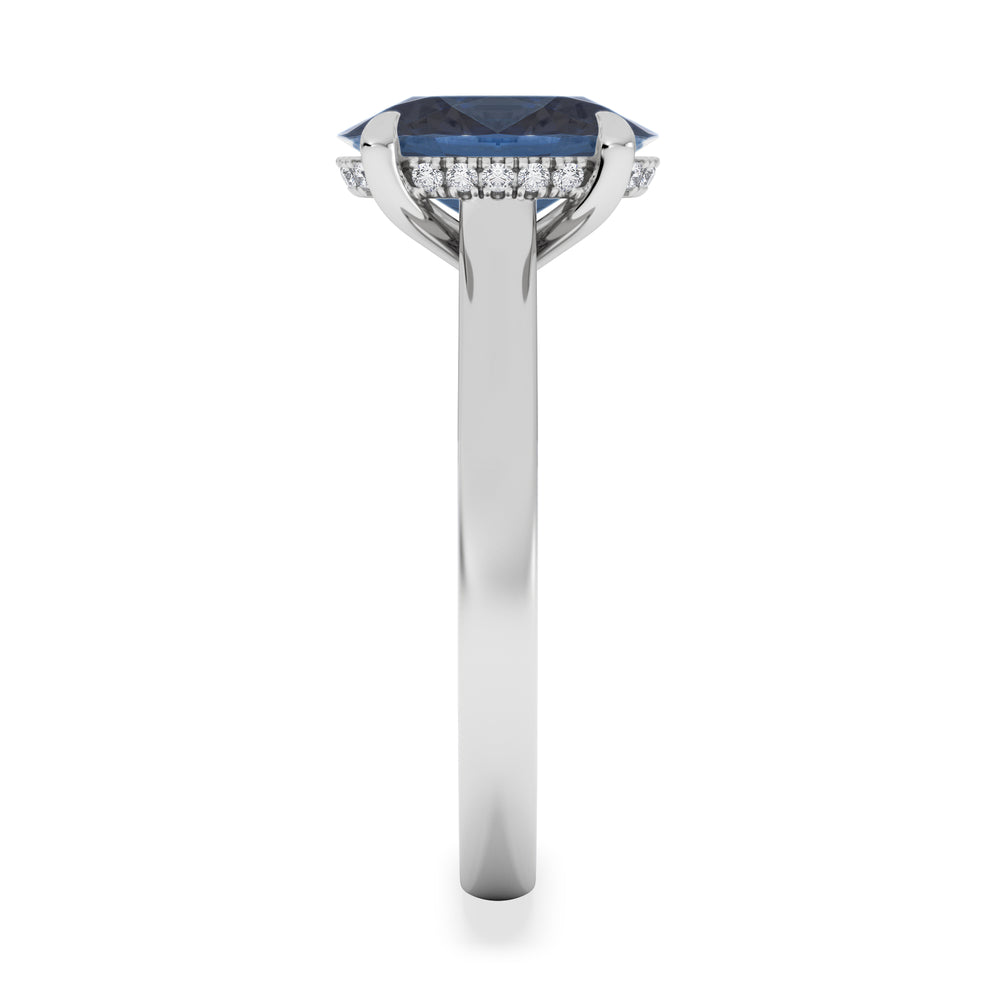 Amora Gem 2.00ct Oval Cut Lab Sapphire Hidden Halo Engagement Ring in 18K White Gold