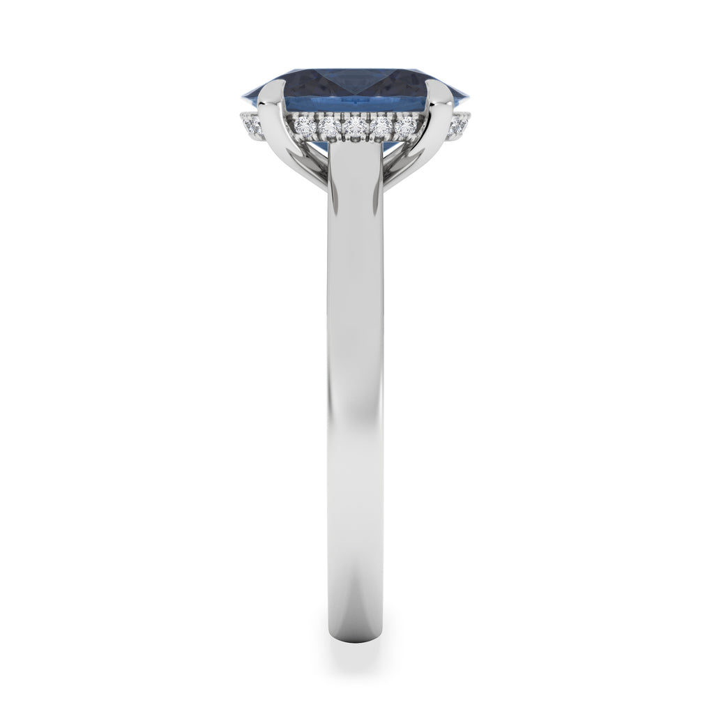 Amora Gem 2.00ct Oval Cut Lab Sapphire Hidden Halo Engagement Ring in 18K White Gold