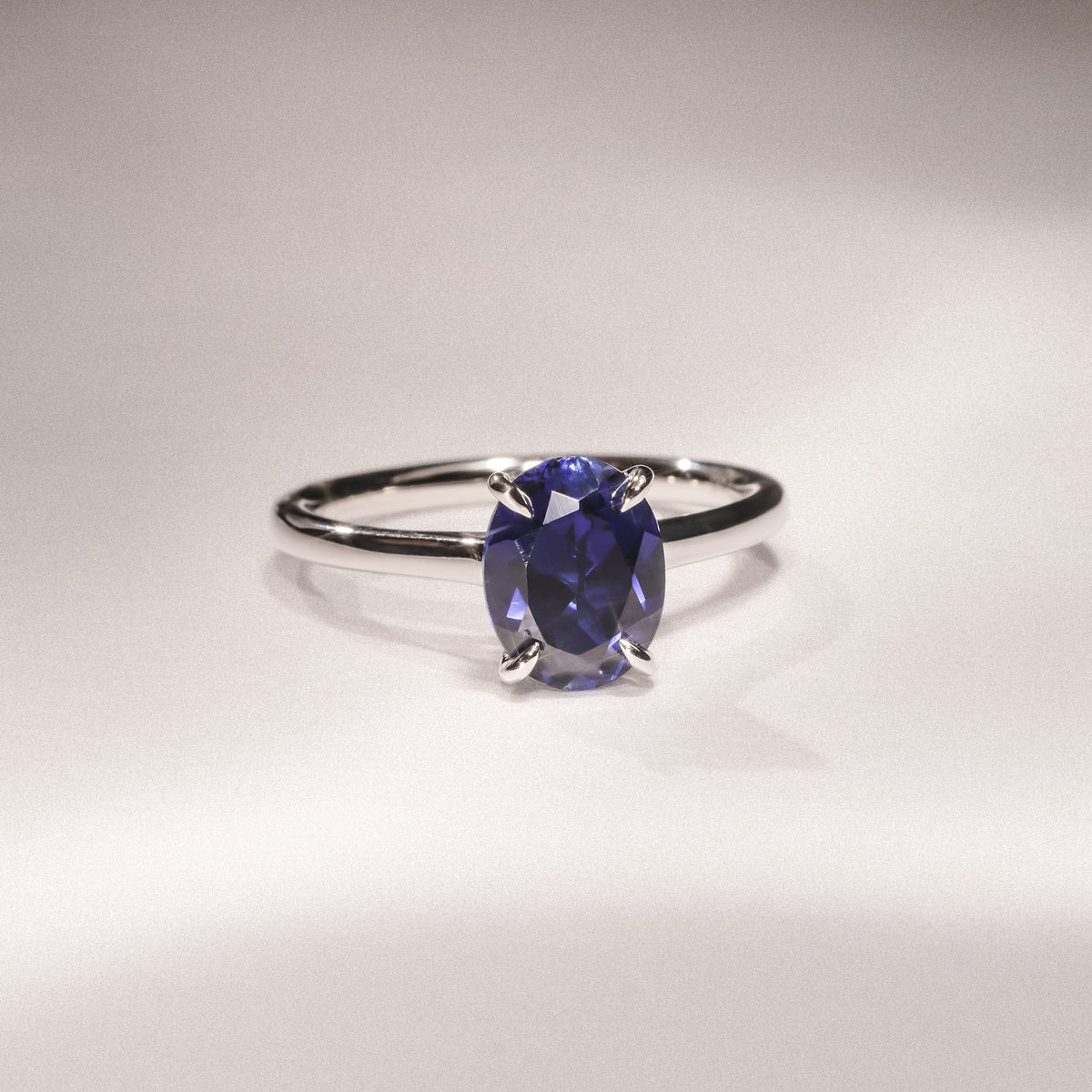 Amora Gem 2.00ct Oval Cut Lab Sapphire Hidden Halo Engagement Ring in 18K White Gold
