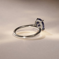 Amora Gem 2.00ct Oval Cut Lab Sapphire Hidden Halo Engagement Ring in 18K White Gold