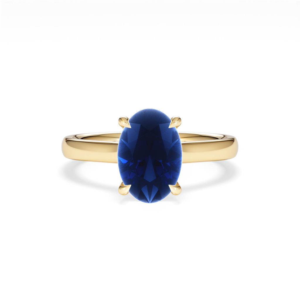 Amora 2.00ct Oval Cut Lab Sapphire Hidden Halo Engagement Ring in 18K Yellow Gold