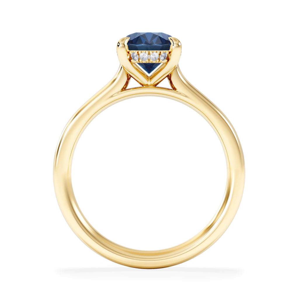 Amora Gem 2.00ct Oval Cut Lab Sapphire Hidden Halo Engagement Ring in 18K Yellow Gold
