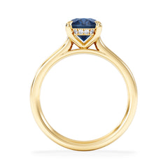 Amora Gem 2.00ct Oval Cut Lab Sapphire Hidden Halo Engagement Ring in 18K Yellow Gold
