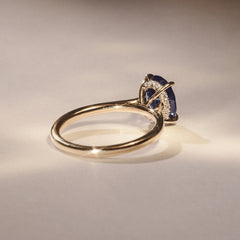 Amora Gem 2.00ct Oval Cut Lab Sapphire Hidden Halo Engagement Ring in 18K Yellow Gold