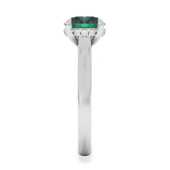 Amora Gem 2.00ct Round Cut Lab Emerald Hidden Halo Engagement Ring in 18K White Gold