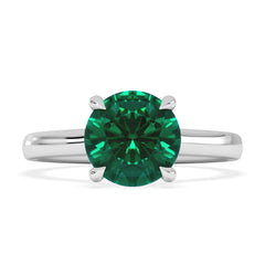 Amora Gem 2.00ct Round Cut Lab Emerald Hidden Halo Engagement Ring in 18K White Gold