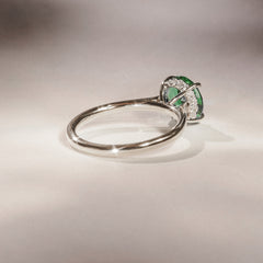 Amora Gem 2.00ct Round Cut Lab Emerald Hidden Halo Engagement Ring in 18K White Gold