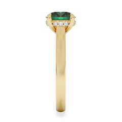 Amora Gem 2.00ct Round Cut Lab Emerald Hidden Halo Engagement Ring in 18K Yellow Gold