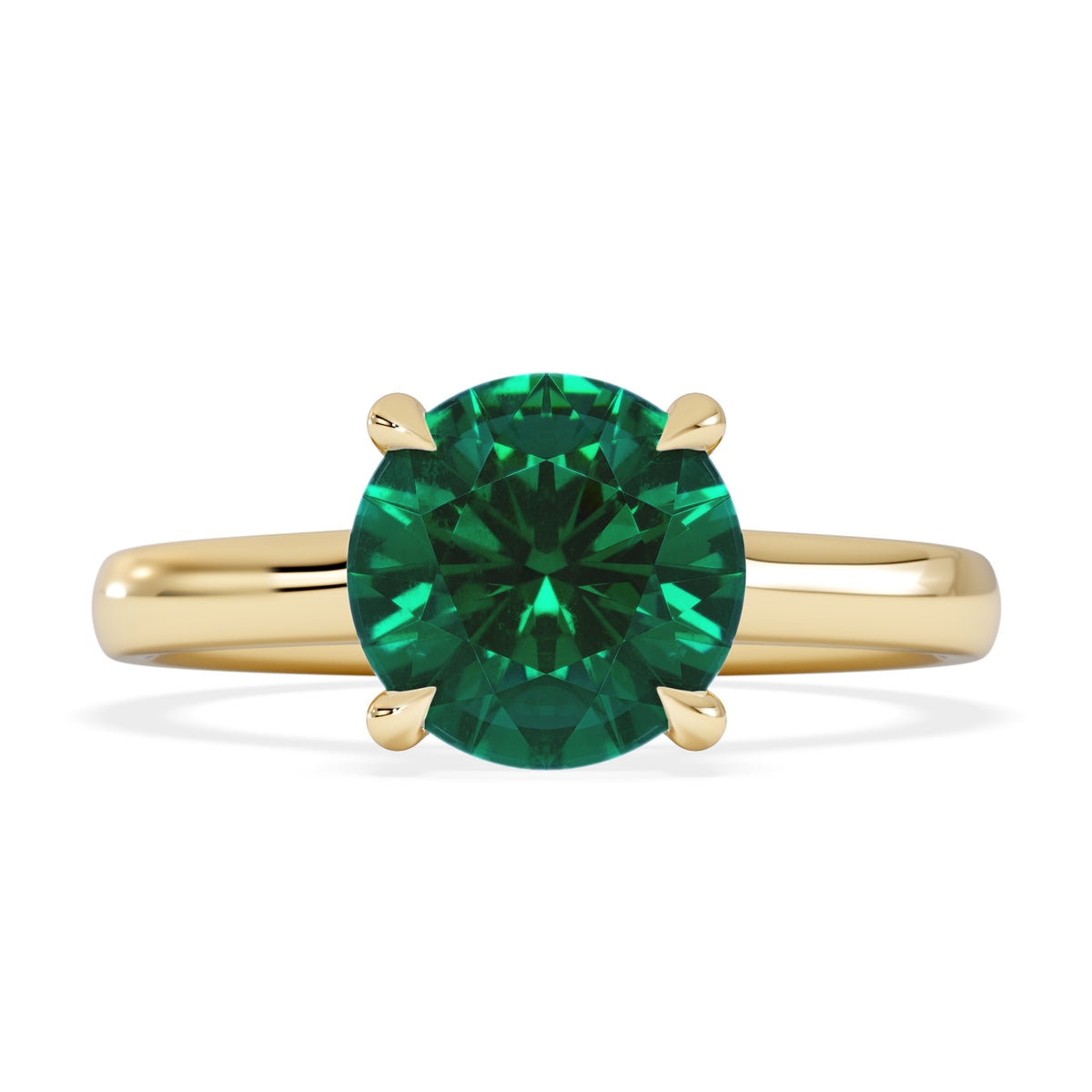 Amora Gem 2.00ct Round Cut Lab Emerald Hidden Halo Engagement Ring in 18K Yellow Gold