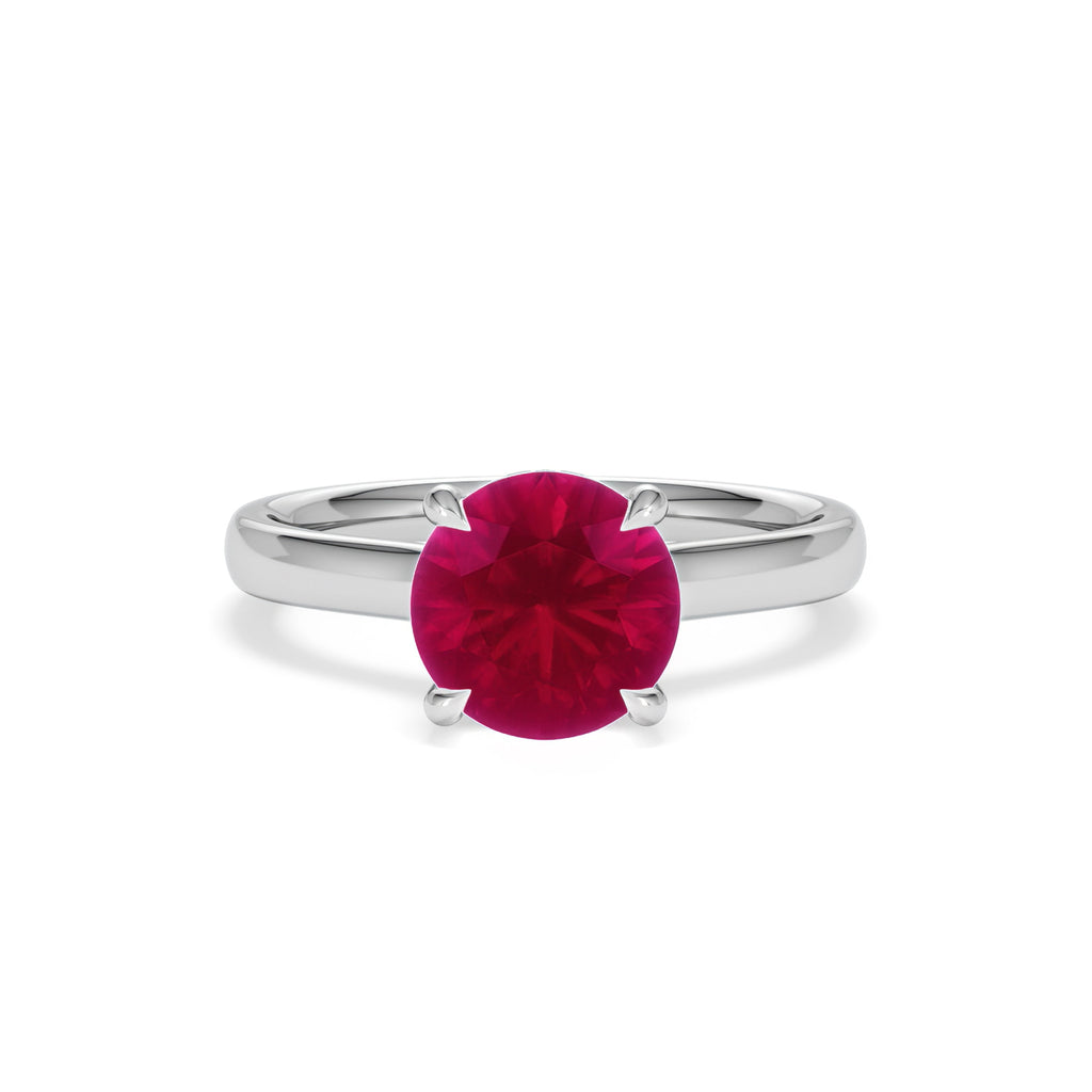Amora 2.00ct Round Cut Lab Ruby Hidden Halo Engagement Ring in 18K White Gold