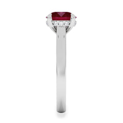 Amora Gem 2.00ct Round Cut Lab Ruby Hidden Halo Engagement Ring in 18K White Gold