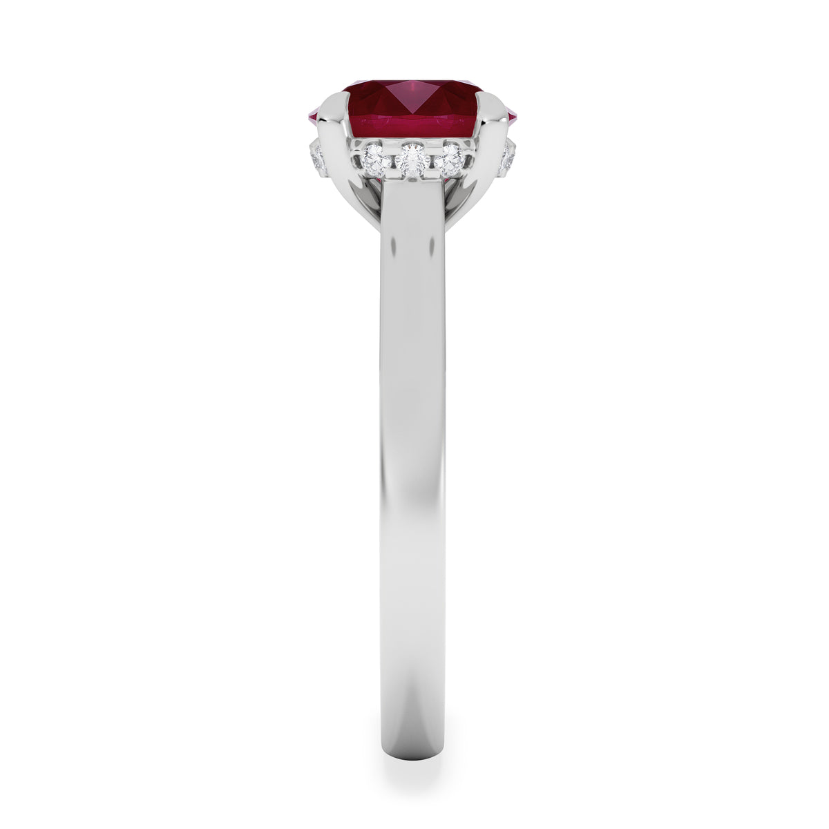 Amora Gem 2.00ct Round Cut Lab Ruby Hidden Halo Engagement Ring in 18K White Gold