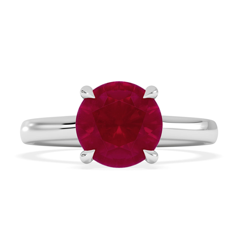 Amora Gem 2.00ct Round Cut Lab Ruby Hidden Halo Engagement Ring in 18K White Gold