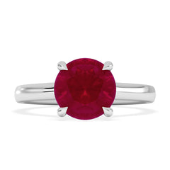 Amora Gem 2.00ct Round Cut Lab Ruby Hidden Halo Engagement Ring in 18K White Gold