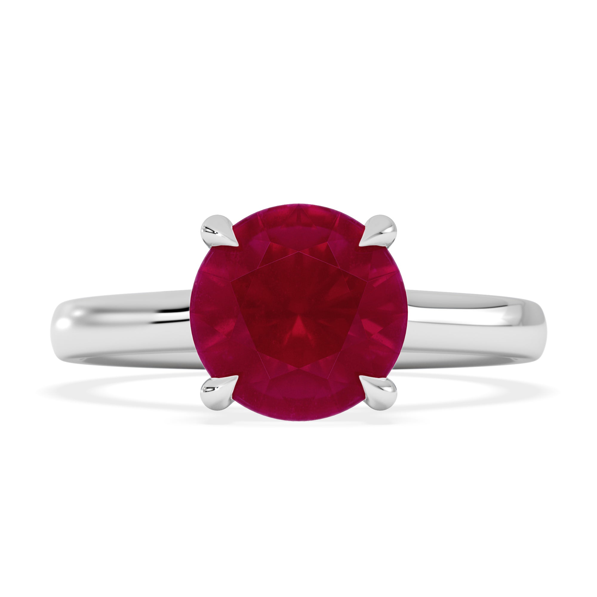 Amora Gem 2.00ct Round Cut Lab Ruby Hidden Halo Engagement Ring in 18K White Gold