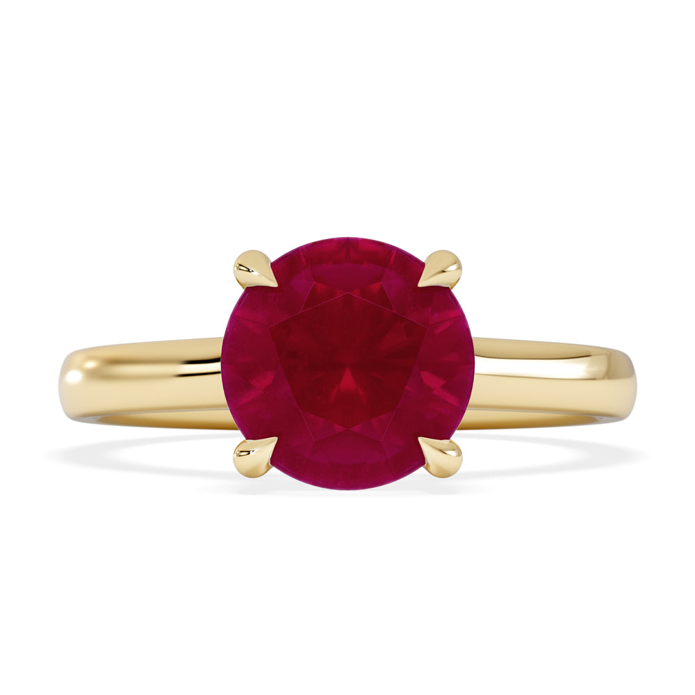 Amora Gem 2.00ct Round Cut Lab Ruby Hidden Halo Engagement Ring in 18K Yellow Gold