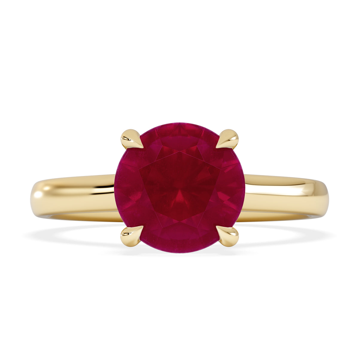 Amora Gem 2.00ct Round Cut Lab Ruby Hidden Halo Engagement Ring in 18K Yellow Gold