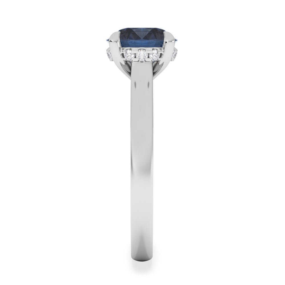 Amora Gem 2.00ct Round Cut Lab Sapphire Hidden Halo Engagement Ring in 18K White Gold