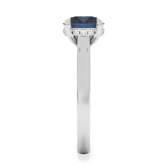 Amora Gem 2.00ct Round Cut Lab Sapphire Hidden Halo Engagement Ring in 18K White Gold