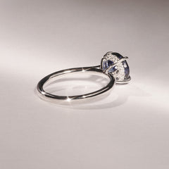 Amora Gem 2.00ct Round Cut Lab Sapphire Hidden Halo Engagement Ring in 18K White Gold