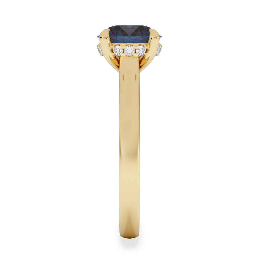 Amora Gem 2.00ct Round Cut Lab Sapphire Hidden Halo Engagement Ring in 18K Yellow Gold