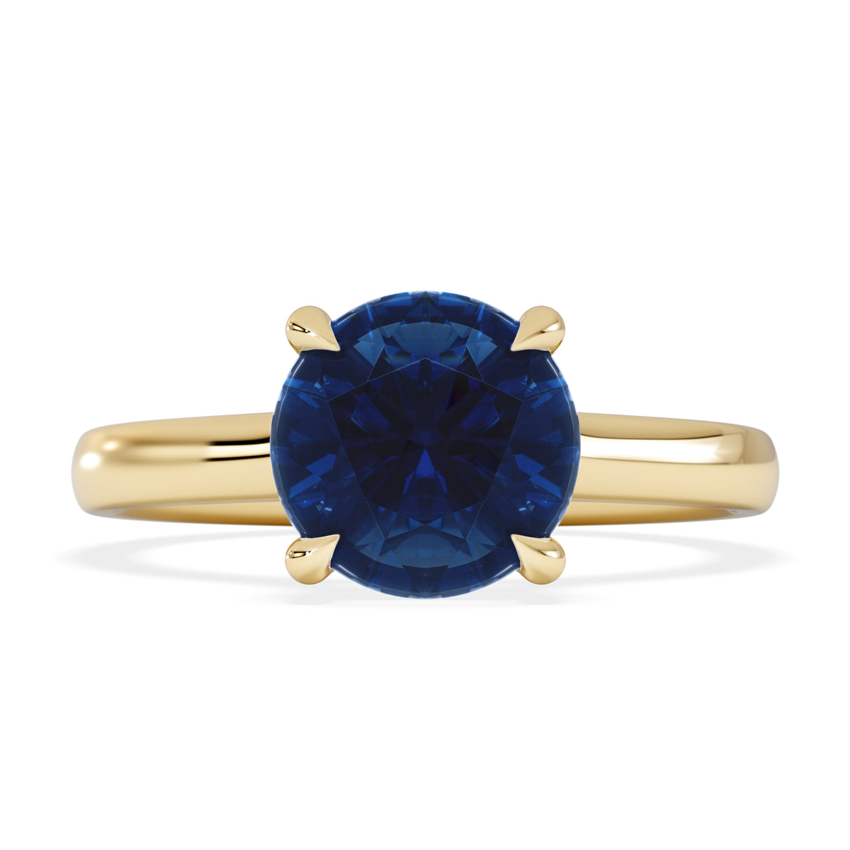 Amora Gem 2.00ct Round Cut Lab Sapphire Hidden Halo Engagement Ring in 18K Yellow Gold