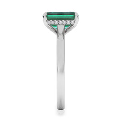 Amora Gem 2.50ct Emerald Cut Lab Hidden Halo Emerald Engagement Ring in 18K White Gold