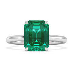 Amora Gem 2.50ct Emerald Cut Lab Hidden Halo Emerald Engagement Ring in 18K White Gold