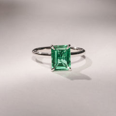 Amora Gem 2.50ct Emerald Cut Lab Hidden Halo Emerald Engagement Ring in 18K White Gold