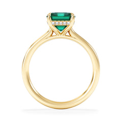 Amora Gem 2.50ct Emerald Cut Lab Emerald Hidden Halo Engagement Ring in 18K Yellow Gold