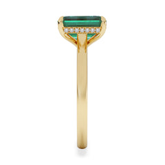 Amora Gem 2.50ct Emerald Cut Lab Emerald Hidden Halo Engagement Ring in 18K Yellow Gold