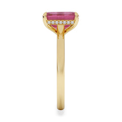 Amora Gem 2.50ct Emerald Cut Lab Ruby Hidden Halo Engagement Ring in 18K Yellow Gold