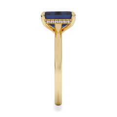 Amora Gem 2.50ct Emerald Cut Lab Sapphire Hidden Halo Engagement Ring in 18K Yellow Gold