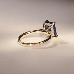 Amora Gem 2.50ct Emerald Cut Lab Sapphire Hidden Halo Engagement Ring in 18K Yellow Gold