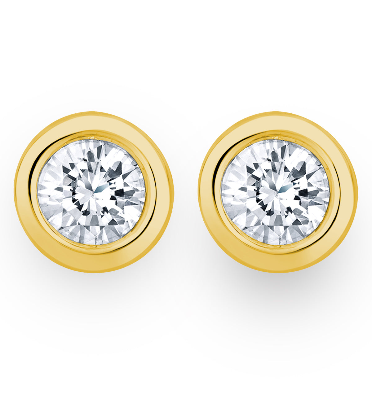 1.00ct Lab Diamond Rub Over Studs Earrings in 9K Gold - 7.8mm G/VS